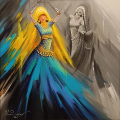 Razia Sehar, 30 x 30 Inch, Acrylic on Canvas, Figurative Paintings, AC-RZSR-011 Razia Sehar, 30 x 30 Inch, Acrylic on Canvas, Figurative Paintings, AC-RZSR-011